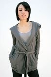 BABY FLEECE HOODED TIE WAIST L/S SHIRT