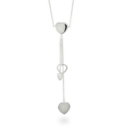 Eve's Addiction Cascading Hearts Sterling Silver Necklace