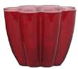 Colorful Art Glass Scarlet Red Flower Shaped Candle Votive 4 3/4"D, 3 1/2"H Set of Two