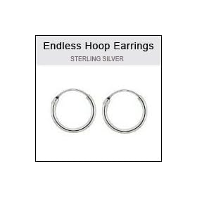 STERLING SILVER 8MM ENDLESS WIRE HOOP EARRINGS (5/16")