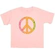 Girls Flower Peace Sign Short Sleeve Tee