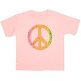Girls Flower Peace Sign Short Sleeve Tee