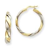 14k Two-tone 5mm Twisted Hoop Earrings
