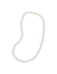 White Pearl Necklace 5.5-6mm Cultured Freshwater 14K Yellow Gold