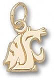 Washington State Cougars Solid 10K Gold ''WSU'' Cougar Head 3/8'' Pendant