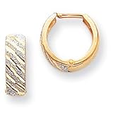 14k and Rhodium Laser Cut Hinged Hoop Earrings