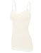 RT1004 Ladies Adjustable Spaghetti Strap Lace Trim Long Tunic Cami Tank Top Ivory S