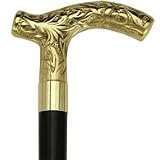 Men Embossed Derby Cane Black Maple Shaft, Solid Brass Handle -Affordable Gift for your Loved One! Item #DHAR-11248