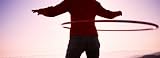 Woman with Hula Hoop in Silhouette, California, USA Photographic Poster Print by Panoramic Images , 40x120