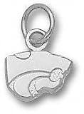 Kansas State Wildcats Solid Sterling Silver Powercat 1/4'' Pendant