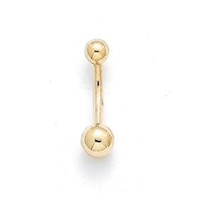 14K Gold Ball Belly Ring ES-1331 by 