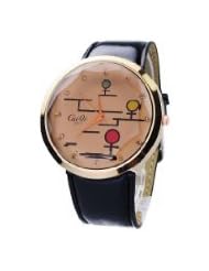 CaiQi Big Round Dial Wristwatch with Quartz Movement/PU Leather Band for Woman - Black Band - BY ninetong