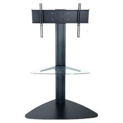 Peerless SGLB01 Universal Floor Stand with Clear Glass Shelf for 32-50 Displays - Black by Peerless