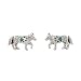 Southwestern Style Wolf Stud Earrings in Sterling Silver with Turquoise Inlaid Paw Print, #7902