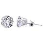 Sterling Silver 6 MM Round Cubic Zirconia Stud Post Friction Back Earrings