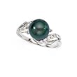 14k White Gold, Diamond & Tahitian Black Pearl Ring (0.32ctw)- Sizes 6-8