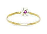 14k Yellow Gold Red CZ Size 3 Ball Drop Childrens Baby Ring - JewelryWeb