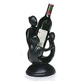 NOVICA Wood wine bottle holder, 'Her Two Children'