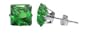 Nickel Free 5mm Princess Cut Emerald Cubic Zirconia .925 Sterling Silver Post Stud Earrings