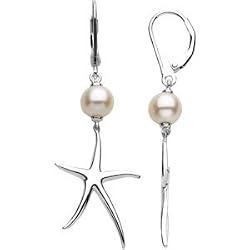 Sterling Silver Freshwater Pearl Starfish Earrings