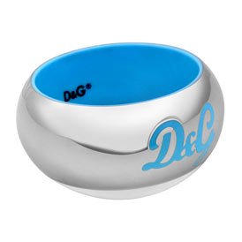 Bubble Silver Tone and Light Blue DandG Logo Resin Bangle