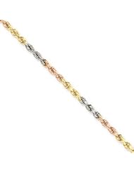 14k Gold Tri-Color 2.9mm D/C Rope Chain 16 Inches