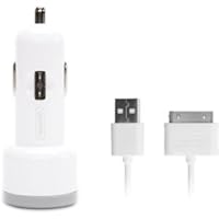 Griffin PowerJolt Car Charger for iPod and iPhone Includes Charge/Sync Cable (White)