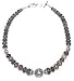Fine Necklace in Silver & Smokeyquartz Gemstone with Silver Amulet 17.50 inches (gnklc200)