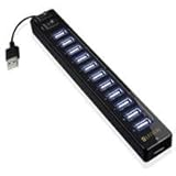 Satechi 12 Port USB Hub with Power Adapter & 2 Control Switches
