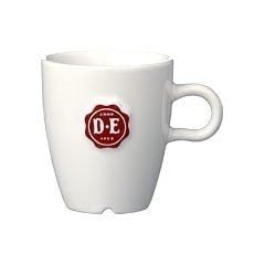 Douwe Egberts (D.E.) Senseo Porzellan Tasse 150 ml beige mit rotem Logo