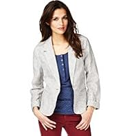 Indigo Collection Linen Blend Ticking Striped Jacket