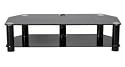 Iconic UKGL-2112SP Black Glass TV Stand - For Up To 60" Plasma  Display (1.2M wide. Black Shelves/Black Legs)