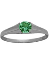 14 Karat White Gold Genuine 0.25tcw. Emerald May Baby Gemstone Ring