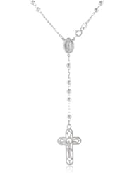 14k White Gold Diamond Cut 2.9mm Rosary, 17"