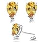 0.02 Ct Diamond & 1.08 Ct Citrine Earrings in 18K White Gold