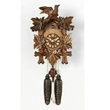 9 Inch Five Leaves and One Bird 1-Day Cuckoo Clock (German Alder Wood) (9 H x 5.75 W x 5 D)