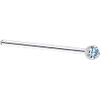 Solid 14KT White Gold 1.5mm Genuine Topaz Straight Fishtail 3/4 - 20 Gauge