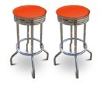 2 Orange Nylon Specialty / Custom Barstools Set