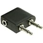 EMARTBUY AIRLINE HEADPHONE SEAT ADAPTOR - AIRPLANE 3.5MM STEREO TO DUAL MONO EARPHONE CONNECTOR ADAPTOR BLACK