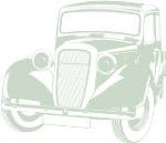 Front View of Brass Era Car Stencil Vinyl Sticker, Matte Sage 8'