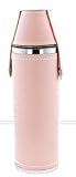 Pink Leather Wrapped Travel Flask Set w/ 2 Cups