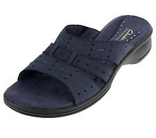 Clark's of England Nubuck Leather Comfort Slides with Perforated Detail