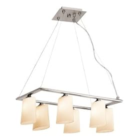 Access Lighting 64046-BS-AMB Thea 6 Light Single Tier Chandelier in Brushed Steel with... by Access Lighting