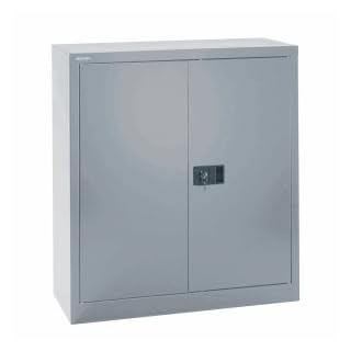 Bisley Flügeltürenschrank Universal aus Stahl 2 Ordnerhöhen mit 1 Fachboden silber
