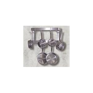 Residential Stainless Steel Wall Mounted Pot Rack, Two Bar,18 Hook, 48 in Long