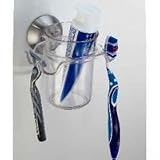 Forma Powerlock Suction Toothbrush/Razor Holder (Clear/Stainless Steel) (4.25H x 5W x 4.5D)