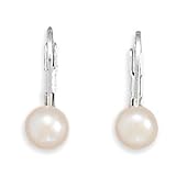 White Cultured Freshwater Pearl on Lever Stud Earrings
