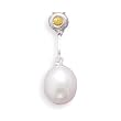 14k White Gold Yellow Sapphire and Cultured Freshwater Pearl Slide