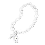 Cross and Ichthys Faith Mustard Seed Charm Sterling Silver Bracelet