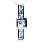 Custom Designed 5.8 Carat Sky Blue Topaz Sterling Silver Pendant Necklace, 16 Inch Chain